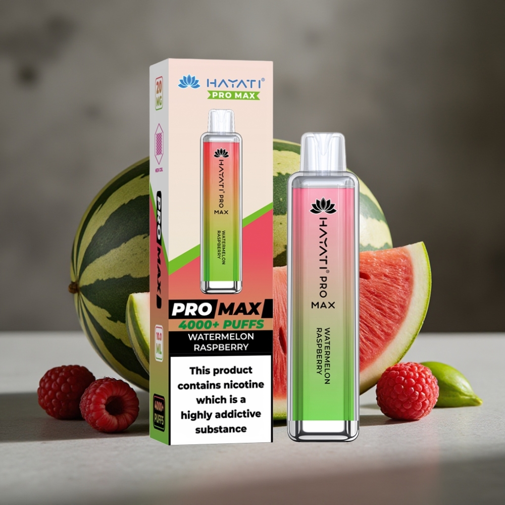 Hayati Pro Max 4000 Púfov Jednorazová E-cigareta Vodný Melón Malina
