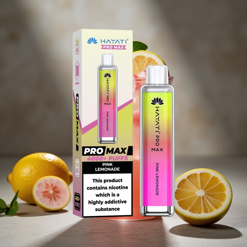 Hayati Pro Max 4000 Puffs Dojemný Vape Ružová Limonáda