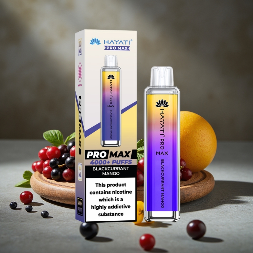 Hayati Pro Max 4000 Puffs Jednorázová E-cigareta Čierne Ríbezle Mango 1400mAh
