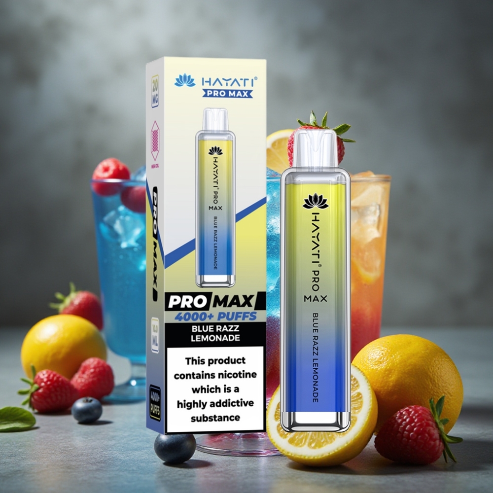 Hayati Pro Max 4000 Puffs Jednorazová E-Cigareta Modrá Malina Limonáda