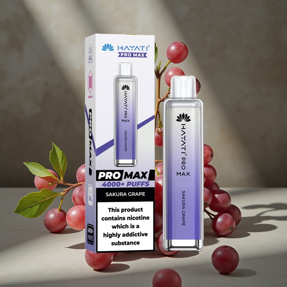 Hayati Pro Max 4000 Puffs Jednorazová E-cigareta Sakura Hrozno