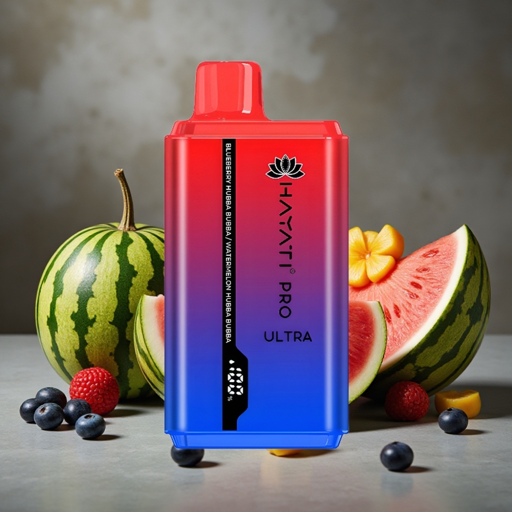 Hayati Pro Ultra 15000 Puffs Dispožable Vape Blueberry a Watermelon Hubba Bubba