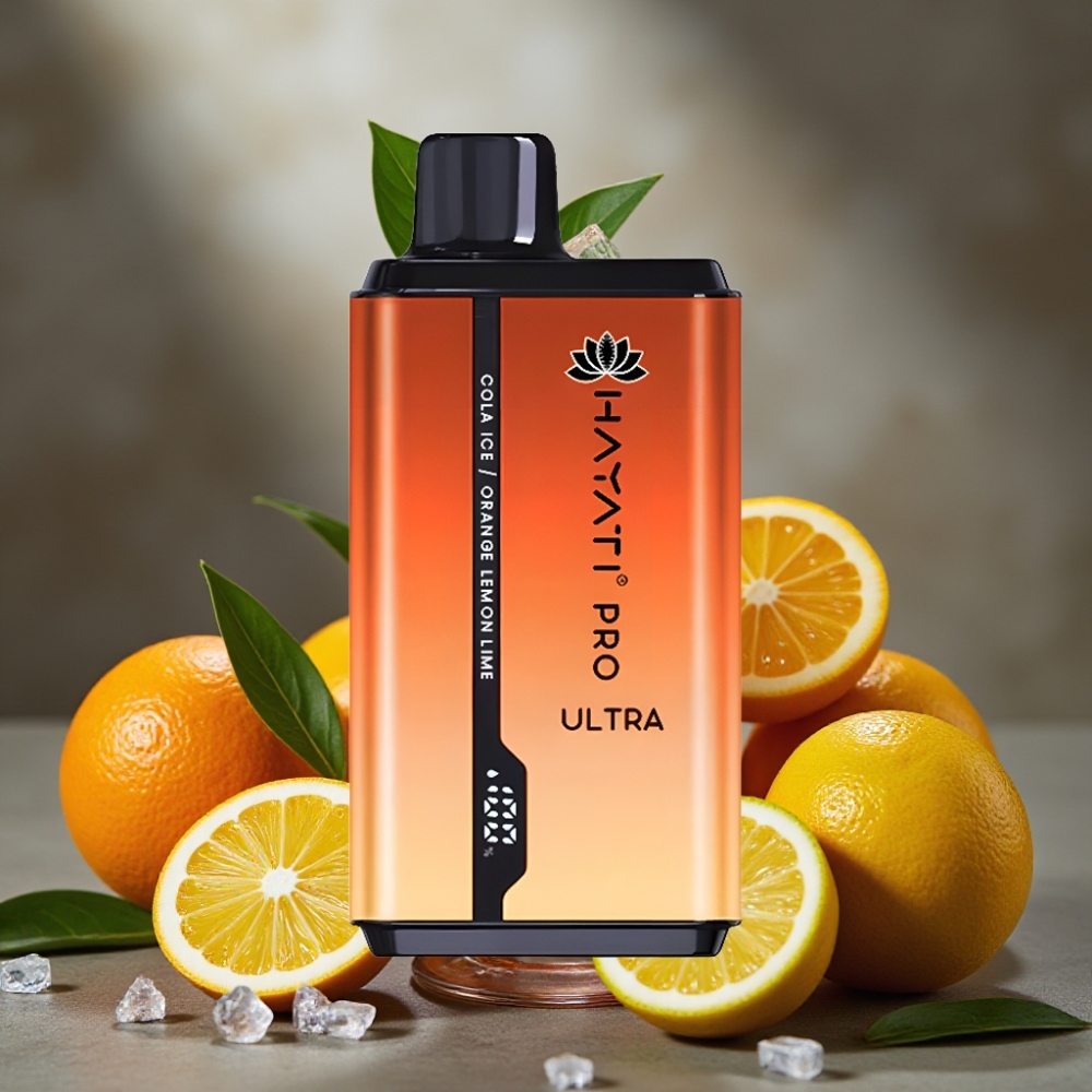 Hayati Pro Ultra 15000 Puffs Disposable Vape Cola Ice Pomaranč Citrón Lime