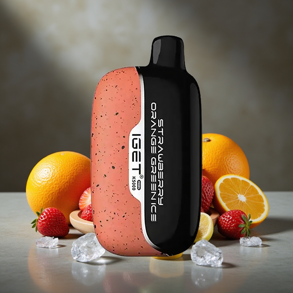 IGET Moon K5000 Puffs Dispožable Vape Jahoda Pomaranč Zelený Ľad
