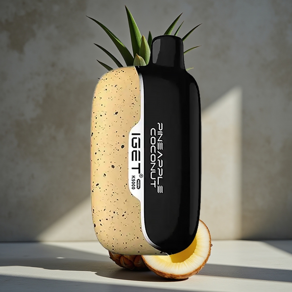 IGET Moon K5000 Puffs Disposable Vape Ananás Kokos (5000 Puffov, 81.5 g, Mesh Coil 1.35 Ohm)