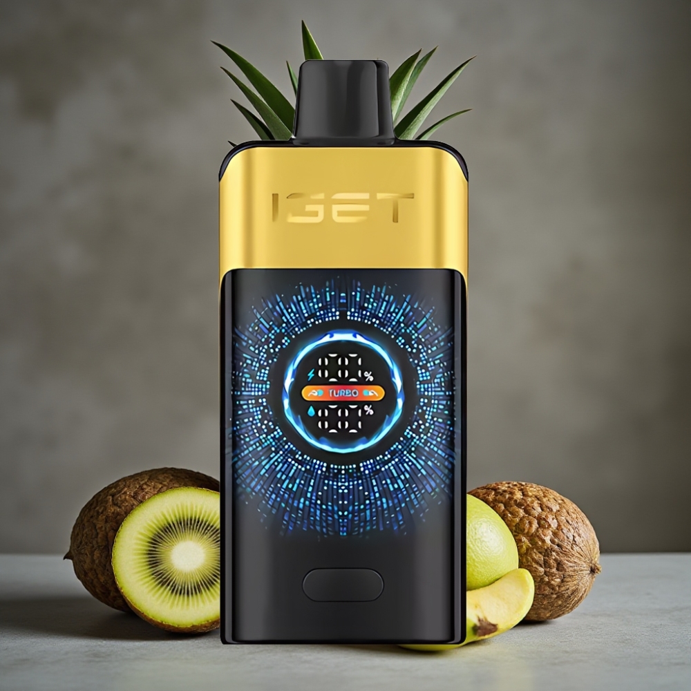 IGET ONE 12000 Puffs Disposable Vape Ananás Kiwi s veľkým zakriveným farebným displejom a 2700 mAh batériou