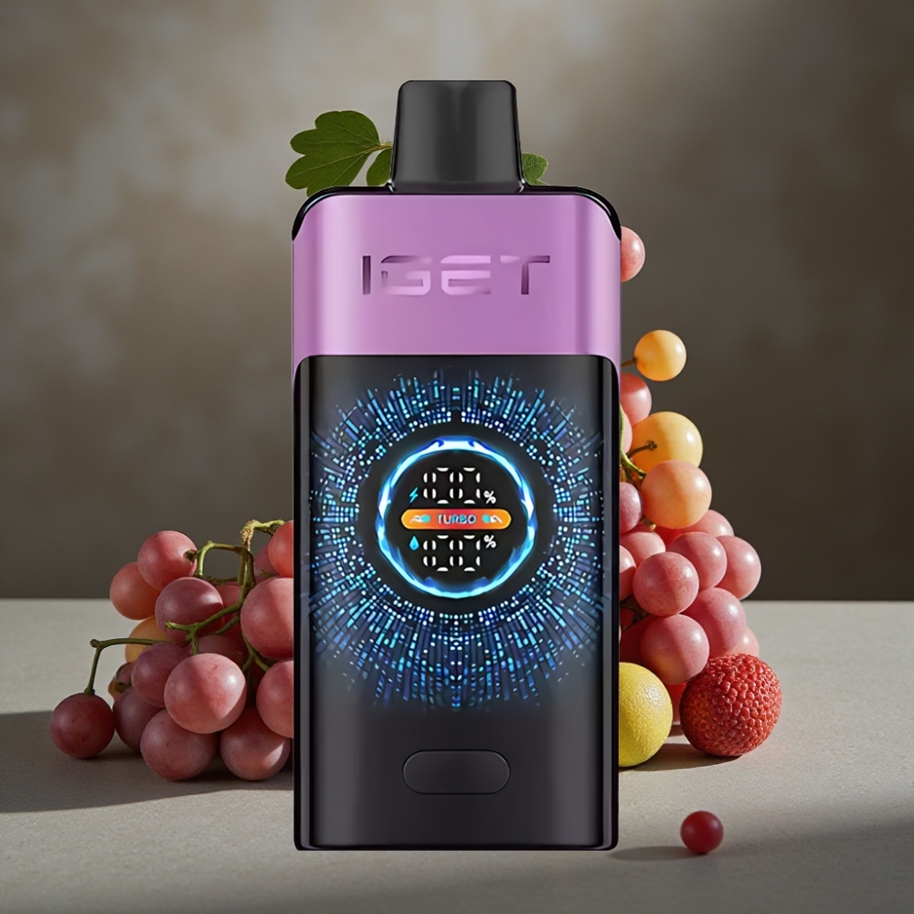 IGET ONE 12000 Puffs Disposable Vape Chupa Chups Hroznový s Turbo Režimom a Veľkým Obrazovkom