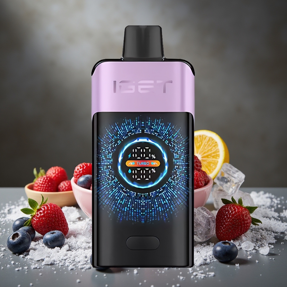 IGET ONE 12000 Puffs Disposable Vape Zmes Bobulového ľadu s Veľkým Zakriveným Displejom a 2700 mAh Batériou