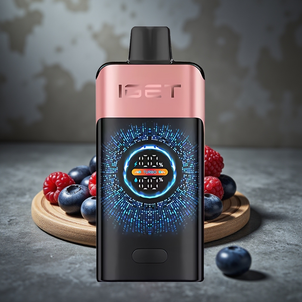 IGET ONE 12000 Puffs Disposable Vape Čučoriedka Malina s Turbo Módom a Veľkým Farebným Displejom