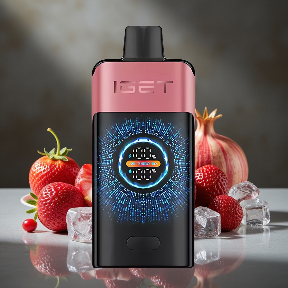 IGET ONE 12000 Puffs Jednorázová E-cigareta Jahoda Granátový ľad s Veľkým Zakriveným Farebným Displejom