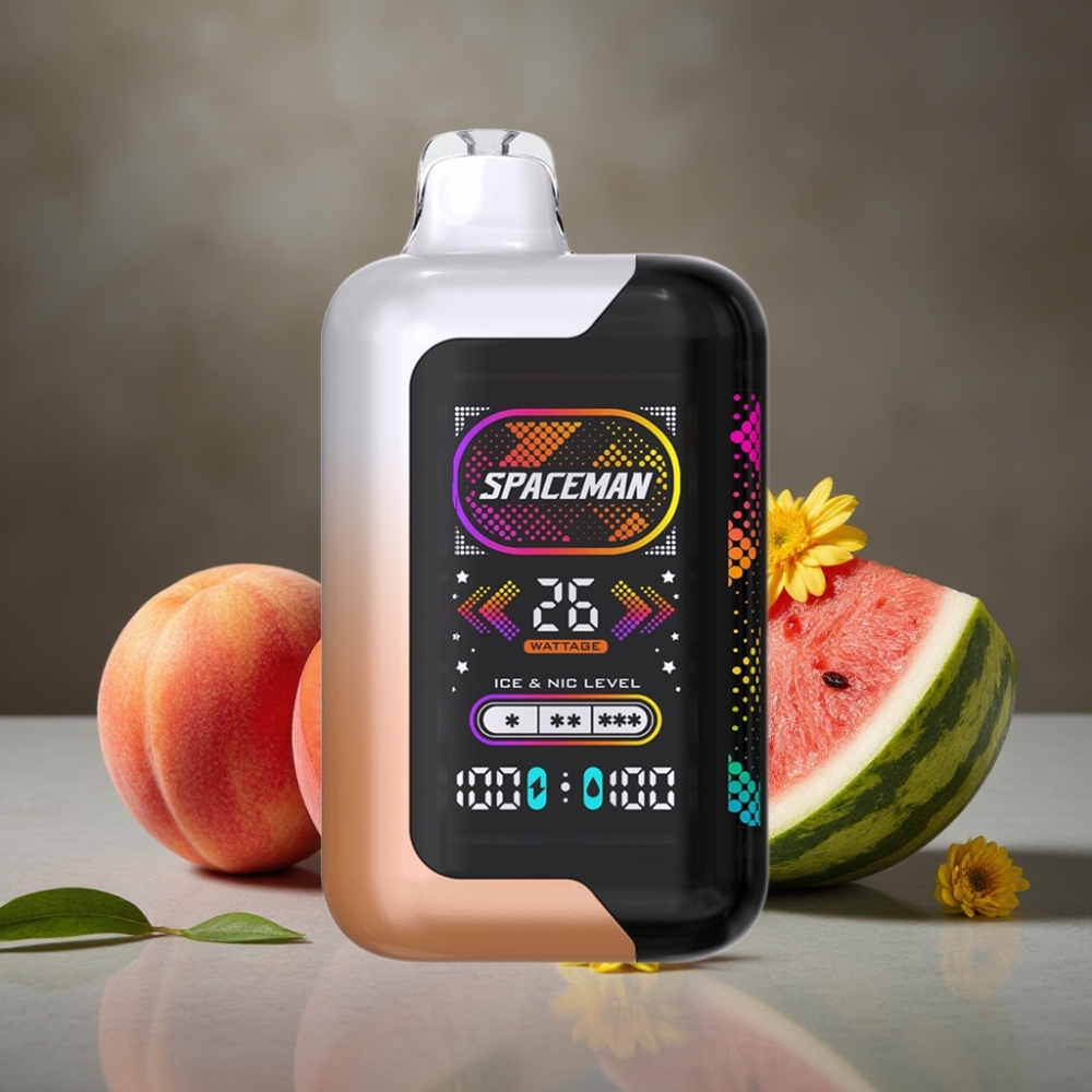 Spaceman SP40000 Zero Nikotín Disposable – 20ml, 0% Nikotín, 1000mAh, 40000 ťahov, Šťavnatá Broskyňa a Vodný Melón