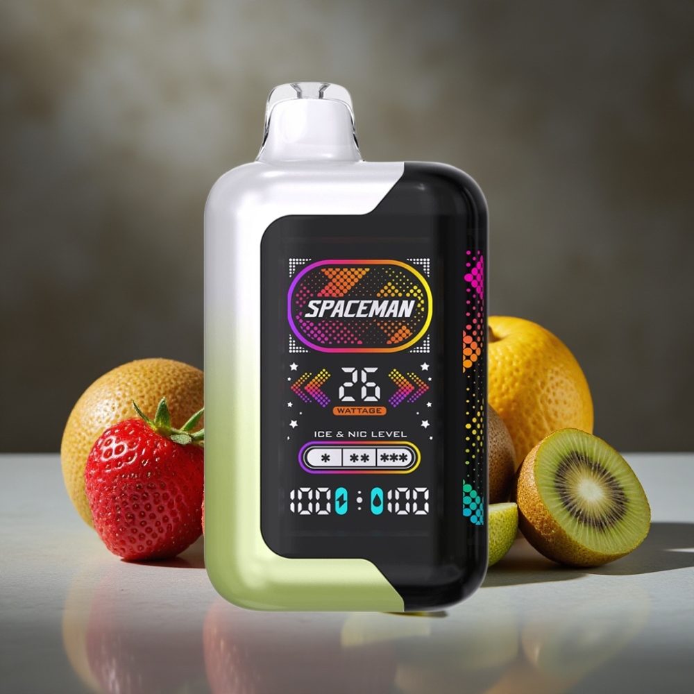 Spaceman SP40000 Zero Nikotín Disposable – 20ml, 0% Nikotín, 40000 Ťahov, Duálna Mriežková Cievka, Jahoda-Kívi