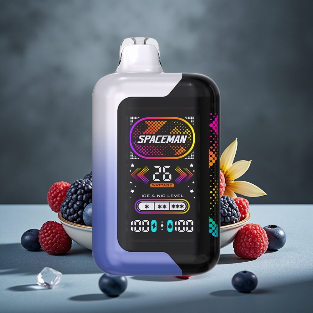 Spaceman SP40000 Zero Nikotín Disposable – Modrý Mätovo-Malinový Ľad s 20ml, 0% Nikotín, 40000 Ťahov, 1000mAh