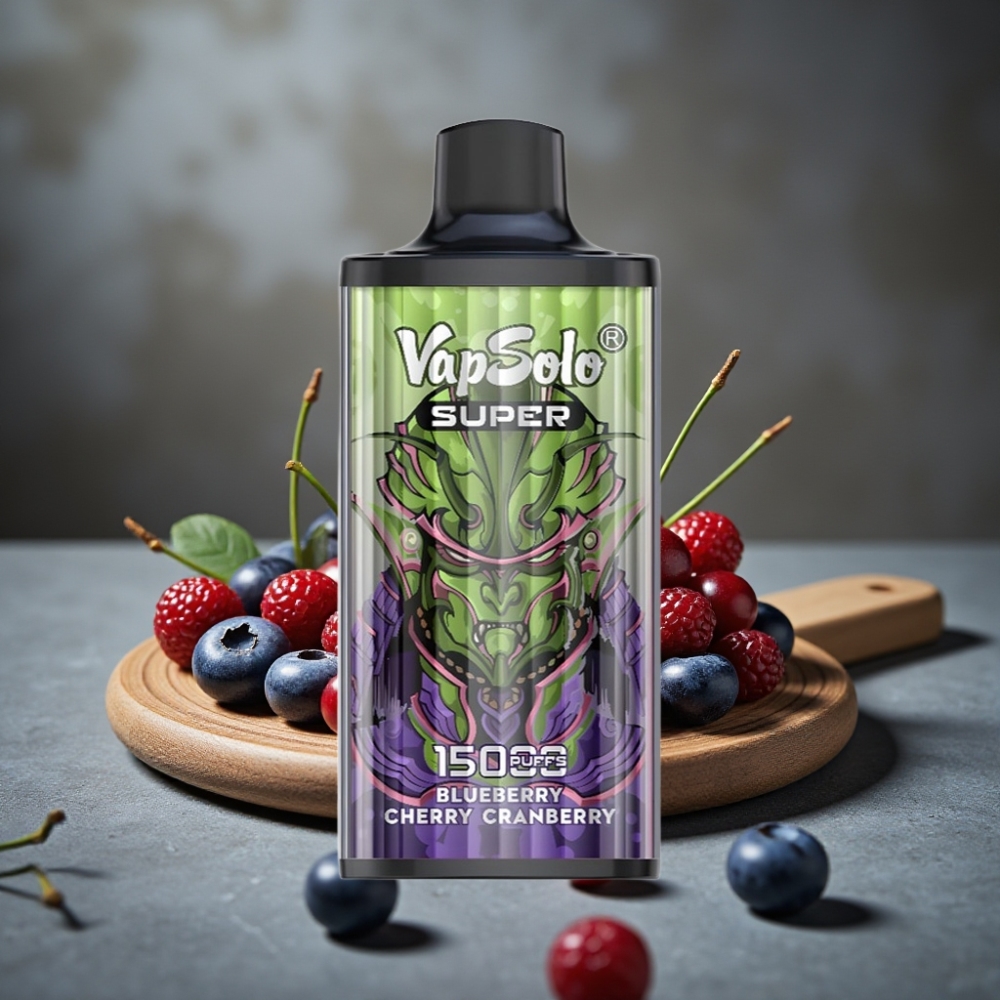 Vapsolo Super 15000 Puffs Disposable Vape Čučoriedka Čerešňa Brusnica 40ml 50mg
