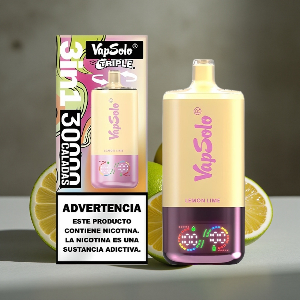 VapSolo Triple 30000 Puffs Citrón Lime 40ml/50mg Typ-C