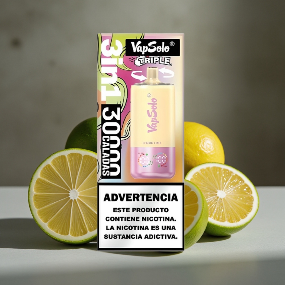 VapSolo Triple 30000 Puffs Citrón Lime 40ml/50mg Typ-C