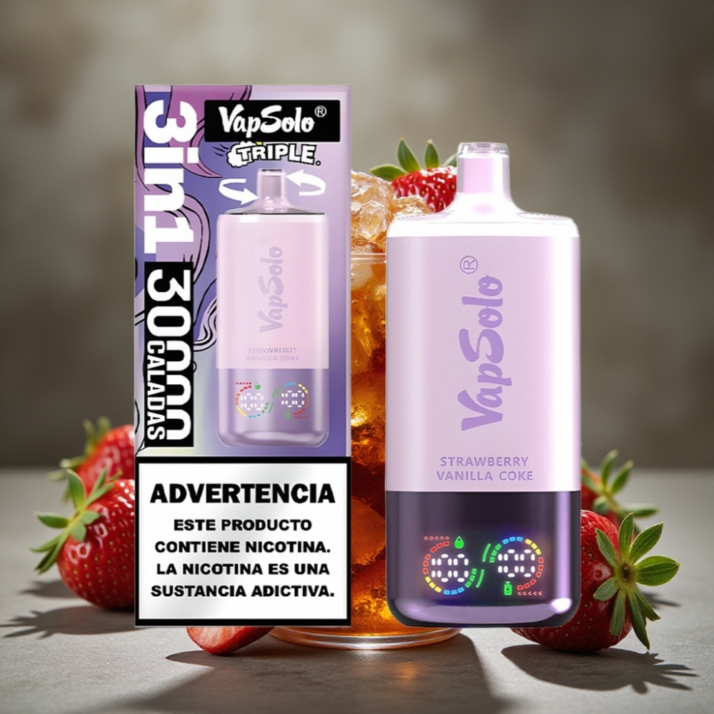 VapSolo Triple 30000 Puffs Disposable Vape Jahoda Vanilka Kola 40ml