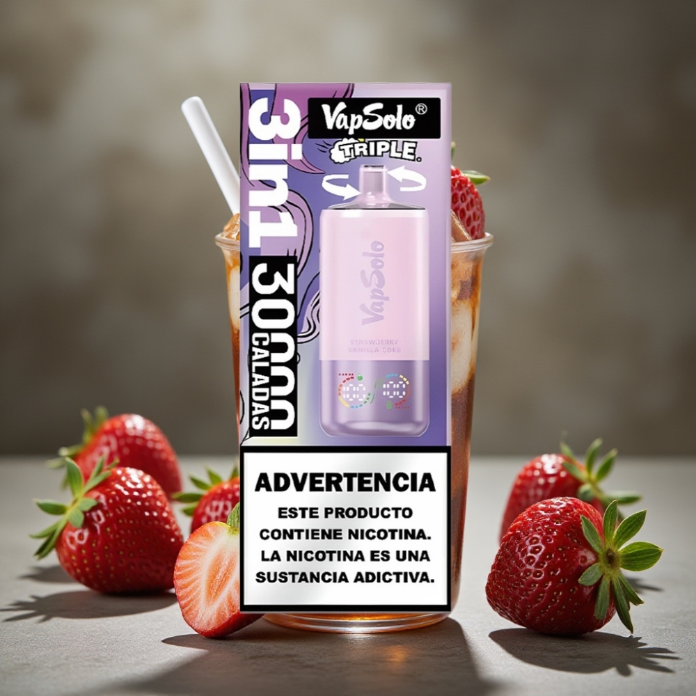 VapSolo Triple 30000 Puffs Disposable Vape Jahoda Vanilka Kola 40ml