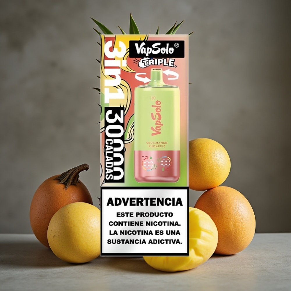 VapSolo Triple 30000 Puffs Disposable Vape Kyslý Mango Ananás 40ml