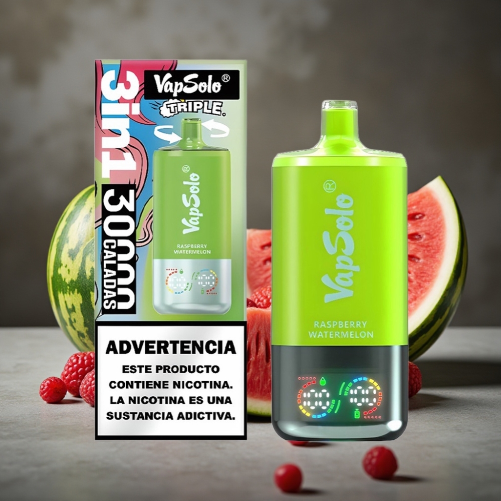 VapSolo Triple 30000 Puffs Malina Vodný Melón 40ml Typ-C