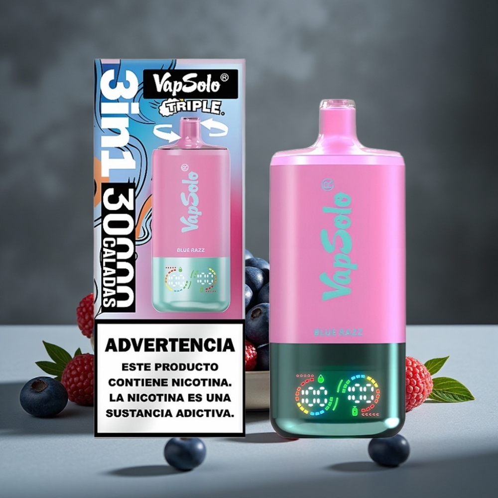 VapSolo Triple 30000 Puffs Modrý Ráz (40ml, 20/50mg, Typ-C)