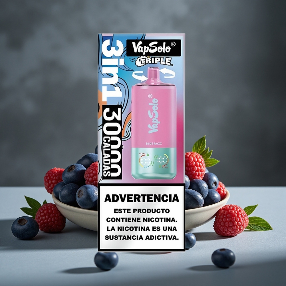 VapSolo Triple 30000 Puffs Modrý Ráz (40ml, 20/50mg, Typ-C)