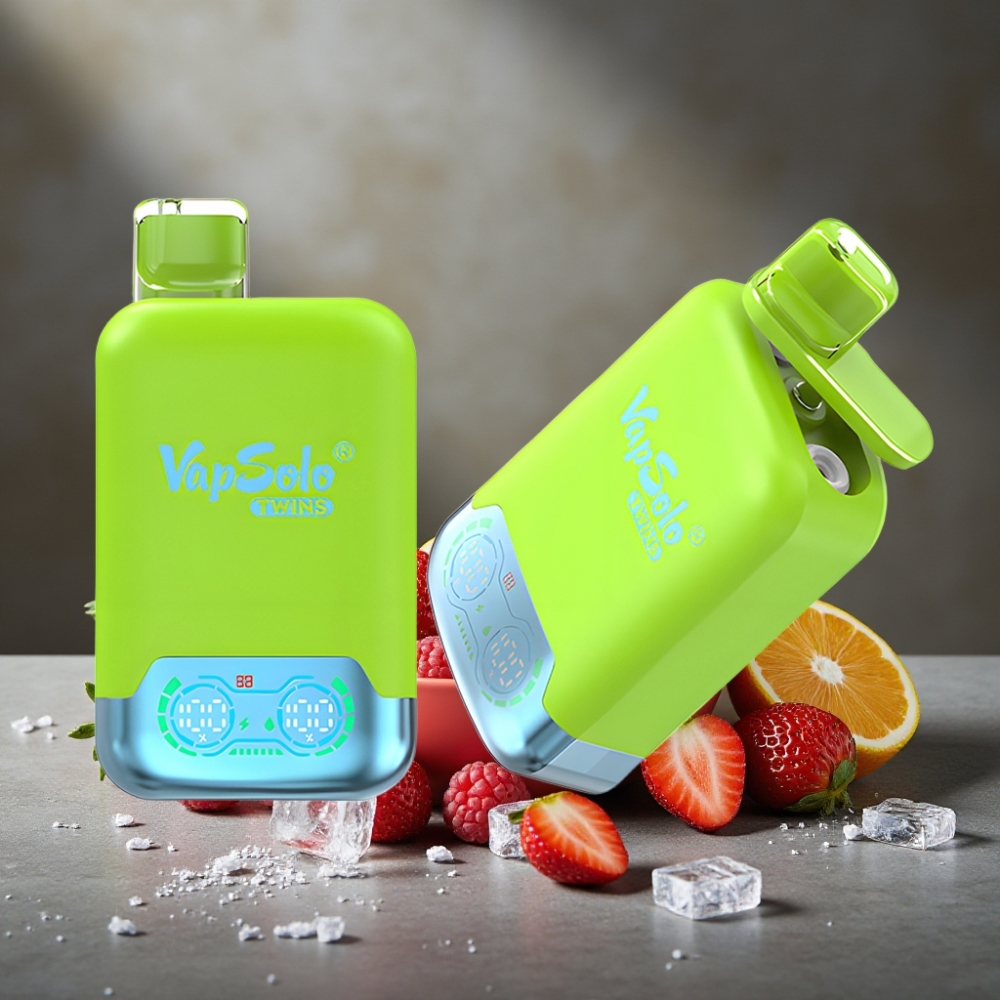 Vapsolo Twins 20000 Puffs Disposable Vape Jahodová Kiwi & Jahodová Malina Čerešňový Ľad
