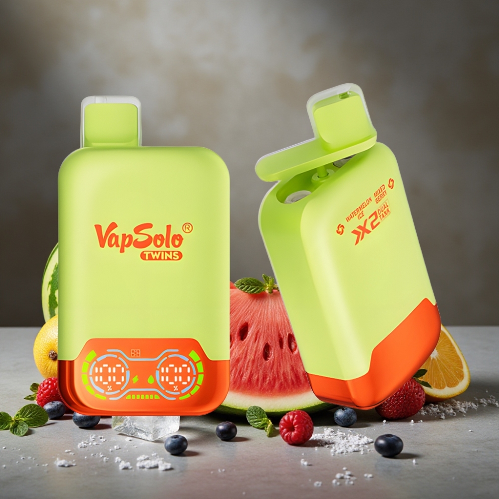 Vapsolo Twins 20000 Puffs Vodný melón Ice & Mix Bobule 40ml 20mg/50mg Typ-C