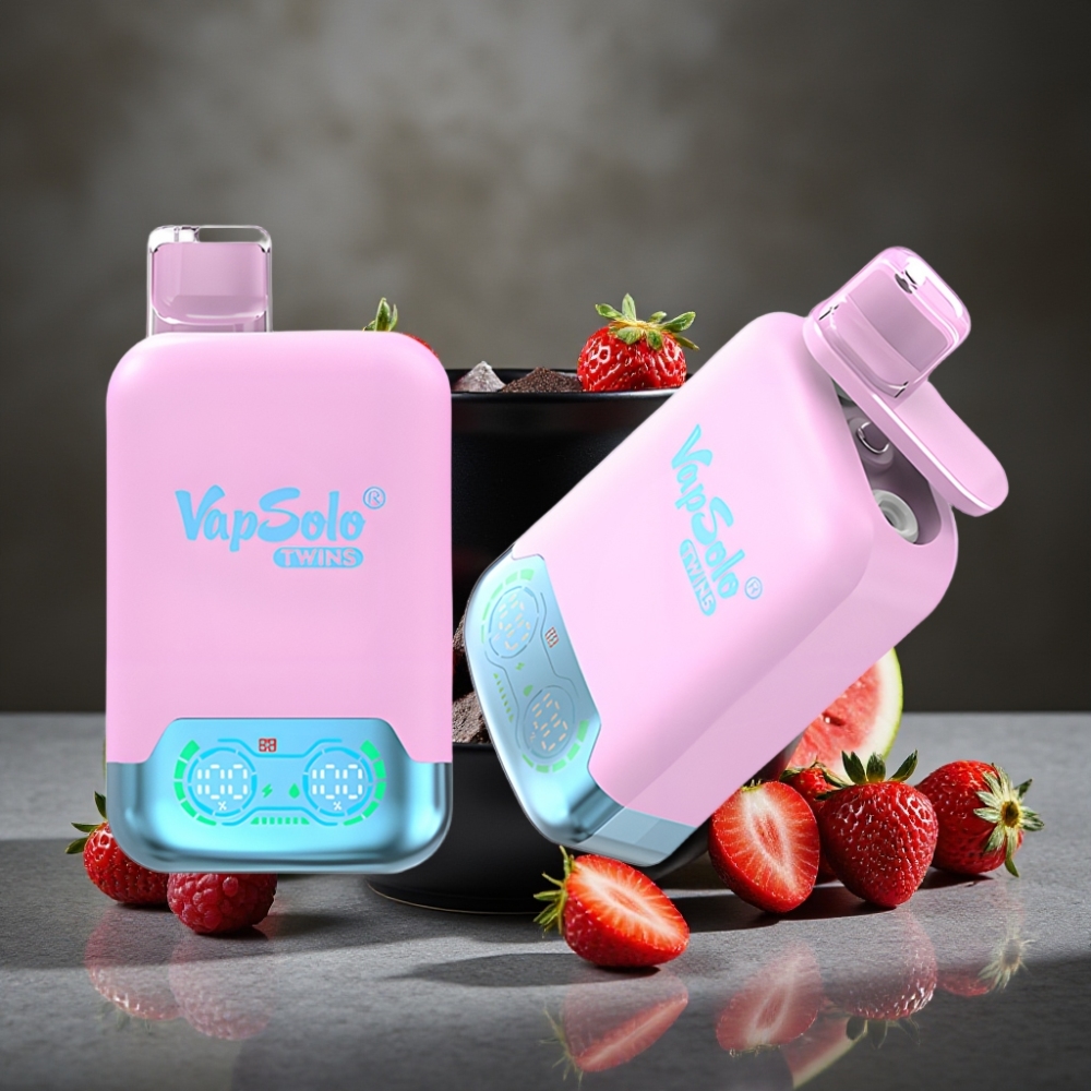 Vapsolo Twins 20000 Puffs Čierny ľad Dračí Ovocie Jahoda & Malina Vodný Melón
