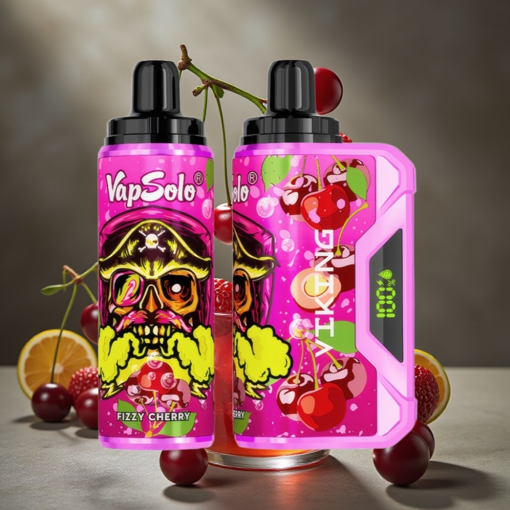 VapSolo VIKING 12000 Púfov Disposable Vape Fizzov Čerešňa 22ml Type-C LED