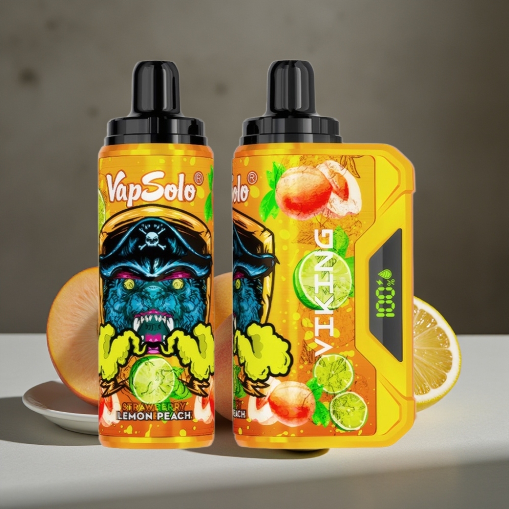 VapSolo VIKING 12000 Púfov Jednorazová E-Cigareta Citrón Broskyňa Typ-C 22ml